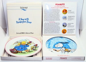 Placas de coleccionista Schmid PEANUTS SNOOPY Woodstock Hockey & Paddington Bear 1980 - Imagen 1 de 8