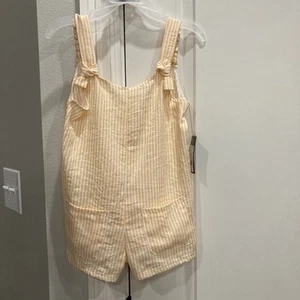 Art Class Goldenrod Yellow And White Vertical Stripe Romper Girls XS 4/5 NWT - Picture 1 of 8