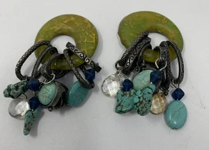 Vintage Women's Earrings Turquoise Blue Beads Dangle Drop Fashion Jewelry Boho - Picture 1 of 6