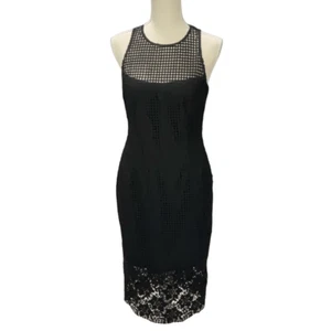 Vestido forrado con funda negra White House Black Market nuevo con etiquetas recortes dobladillo floral talla 4 - Imagen 1 de 9