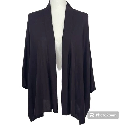 Eileen Fisher Artistic Cardigan Sweater Size L Open Front Silk Viscose Brown - Image 1 of 4