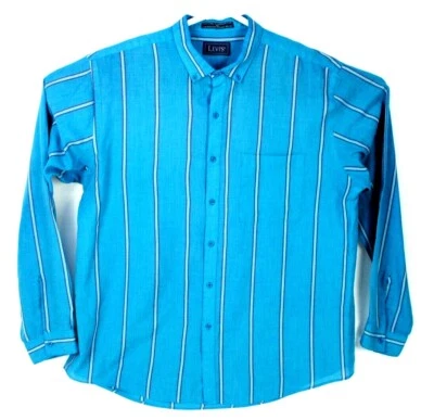 Camisa vintage con botones Levis para hombre talla XL a rayas WPL 423 Foto 1 de 3