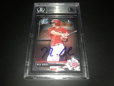 Nick Senzel Cincinnati Reds SIGNED 2017 BOWMAN CHROME BECKETT CERTIFIED A