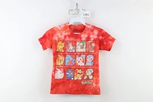 Y2K Pokemon Boys Size XS Spell Out Acid Wash Short Sleeve T-Shirt Rd Cotton - Picture 1 of 10