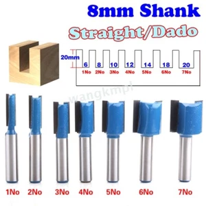 8mm 7PCS Shank Straight/Dado Router Bit Set 6 8 10 12 14 18 20mm - Picture 1 of 5