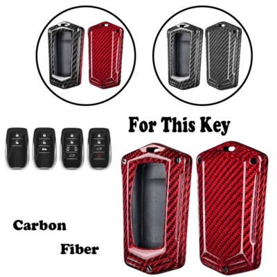 Carbon Fiber Car Key Case Cover For Toyota Highlander Avalon CH-R Innova Camry — 第 1/4 张图片
