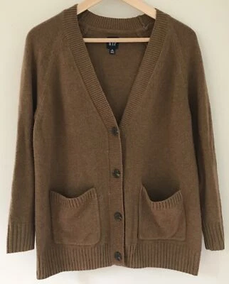Gap Vintage 90s Style Brown Knit Cardigan Grandpa Sweater Pockets XS Petite 42" - Image 1 of 4