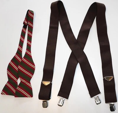 LOTE DE 2 PAJARITAS Y TIRANTES ANCHOS MARRONES PARA HOMBRE Foto 1 de 4