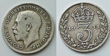 Moneda De Plata Maciza tres peniques 1911 Ronald Reagan nació año de nacimiento 3d Retro Antiguo