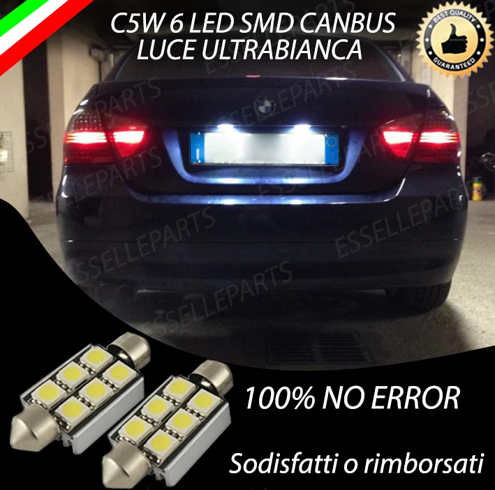 COPPIA LUCI TARGA 6 LED BIANCHI BMW SERIE 3 E90 CANBUS 100% NO AVARIA - Immagine 1 di 1