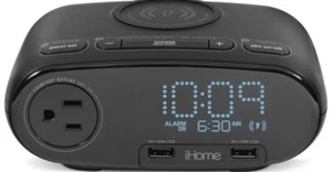 Ihome Hw6B Pre-Set Clock With Qi Charging, Dual Usb, Ac, And Single Day Alarm - Picture 1 of 2