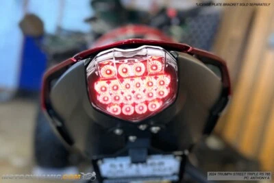 LENTE TRANSPARENTE SEQUENCIAL LED lanterna traseira para 2024 Triumph Street Triple RS 765 Moto2 - Imagem 1 de 4
