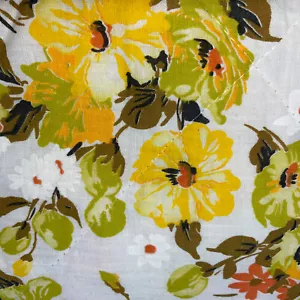 Trapuntino o coperta doppia floreale retrò vintage anni 70 Cottagecore giallo chic - Foto 1 di 6