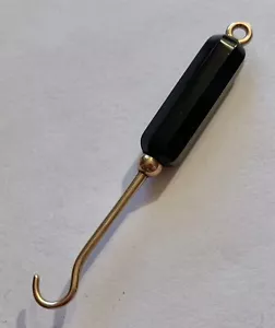 Antik viktorianischer 14k Gold Onyx Chatelaine Knopfhaken, Handschuhhaken - Bild 1 von 5