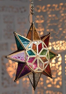 Linterna colgante grande multicolor estilo marroquí comercio justo - Imagen 1 de 2