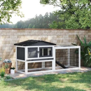 PawHut Rabbit Cage Rabbit Hutch Chicken Coop Small Animal House with Run - Picture 1 of 12