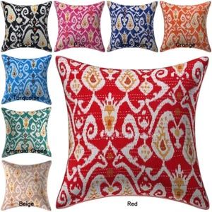 Boho Bohemian Cushion Cover Kantha Boho Ikat Throw Decor Pillow Cover Case - Picture 1 of 27
