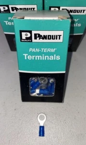 Panduit PAN-TERM Terminal Round Connector 18-14awg 1/4” PNF 14-14R Box of 100 PN - Picture 1 of 3