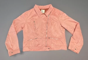 Ampersand Avenue Vegan Suede Pink Moto Jacket Women Size 2XL NEW DJ14321P-6 - Picture 1 of 13