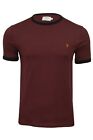 Farah Mens Groves Ringer Crew Neck T-Shirt. Short Sleeved.