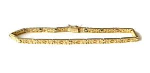 7” NUGGET LINK BRACELET 3.2mm WIDE SOLID 14k YELLOW GOLD 6.15g Signed OR - Picture 1 of 9