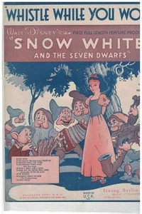 Vintage Walt Disney Sheet Music Snow White Whistle While You Work - Picture 1 of 1