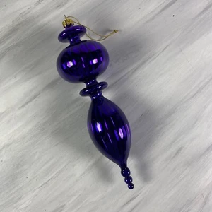 Glass Purple Finial Christmas Ornament - 9.25" - Picture 1 of 2