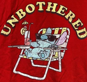 Disney Lilo & Stitch Unbothered T Shirt Size Medium Red - Picture 1 of 4