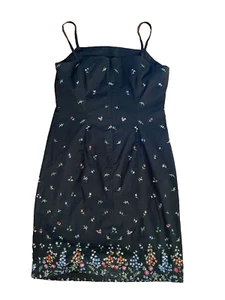Brooks Brothers Vestido Negro Bordado Floral Elástico Sol Vestido Elástico 10 - Imagen 1 de 4