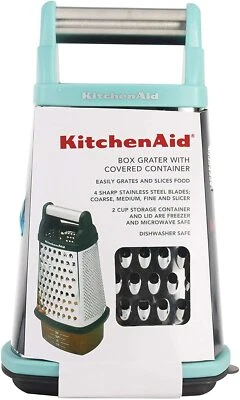 KitchenAid Box Grater W/ Covered Container Aqua Sky Blue HAQA  - Image 1 of 4