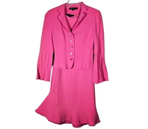 Escada Tweed Wool Pink 2pc Sleeveless Shift Dress Flare Hem & Blazer Suit sz 40 - Picture 1 of 13