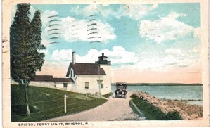 Bristol Ferry Light Lighthouse & Car 1920 RI - Picture 1 of 2