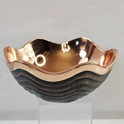 Nambe MT0140 Copper Canyon Bowl Lisa Smith 7" Stunning Scalloped Edge Verdigris - Image 1 of 4