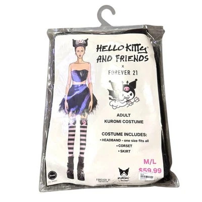 Hello Kitty And Friends Kuromi Costume M/L Adult X Forever 21 With Headband Cors - Image 1 of 2