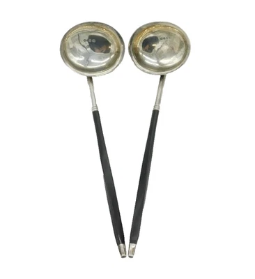 Victorian Pair of Small Sterling Silver Toddy Ladles Antique 1884 London - Image 1 of 4