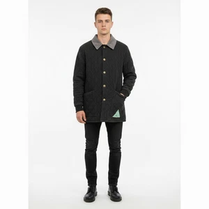 Chaqueta acolchada gris oscuro DROP DEAD para hombre S cuello de pana ropa de calle gótica - Imagen 1 de 12