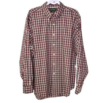 Ralph Lauren Red Green White Plaid Button Down Shirt 17.5 34/35 - Image 1 of 4