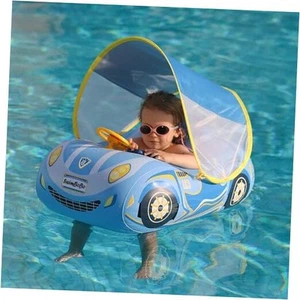 Toddler Pool Float Inflatable Car Baby Swim Float with Adjustable Sun Canopy - Picture 1 of 6