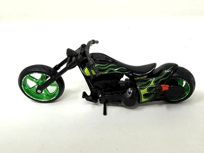 HOT WHEELS 1/18 Street Power TWIN FLAME Motorcycle Black with Flames Diecast - Image 1 of 4