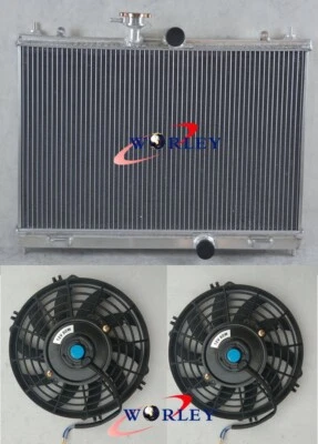 Aluminum Radiator&FANS for 2007-2011 Nissan Versa / 2009-2014 Cube 1.6L 1.8L MT - Image 1 of 4