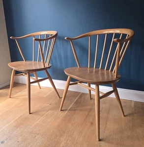 Vintage Ercol 449a Cowhorn Dining Chairs Pair DELIVERY AVAILABLE - Picture 1 of 15