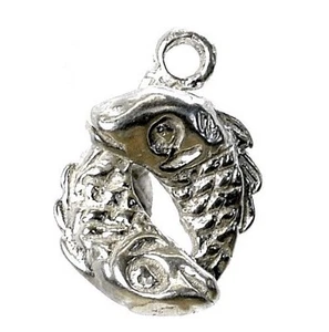 STERLING SILVER ZODIAC PISCES CHARM - Picture 1 of 2