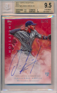 2017 Topps Inception Orlando Arcia Autograph Red /75 Beckett 9.5 w/ SUB 10