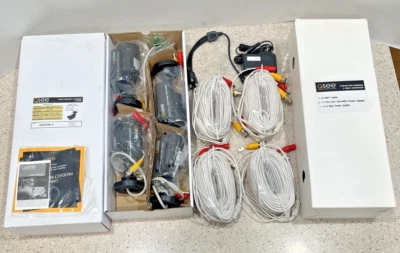 Q-SEE 4 PACK QM4803B-4 COLOR SECURITY CAMERAS 12V + CABLE KIT, NEW IN BOX - Image 1 of 4