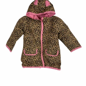Gymboree Girls Jacket Size 4 Hooded Hook and Loop Closure Long Sleeve Brown Pink - Picture 1 of 7