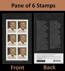 Canada 3491 Brian Mulroney P pane 6 MNH 2025 - Picture 1 of 3
