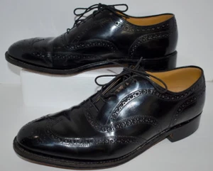 Johnston & Murphy Shoes Men 10.5 Med Wingtip Oxford Lace Black Patent Leather - Picture 1 of 11