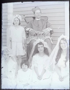 First Communion, Priest ~ Original Antique Glass Negative ~ Milford DE Estate - Picture 1 of 2