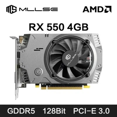 MLLSE AMD RX 550 4GB Graphics Card GDDR5 128Bit DVI HDMI DP PCI-E 3.0 Radeon GPU - Image 1 of 4