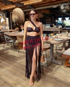 ZARA NEW WOMAN CROCHET WRAP PAREO FRINGE SKIRT BLACK ALL SIZES REF: 4886/005 - Picture 1 of 5